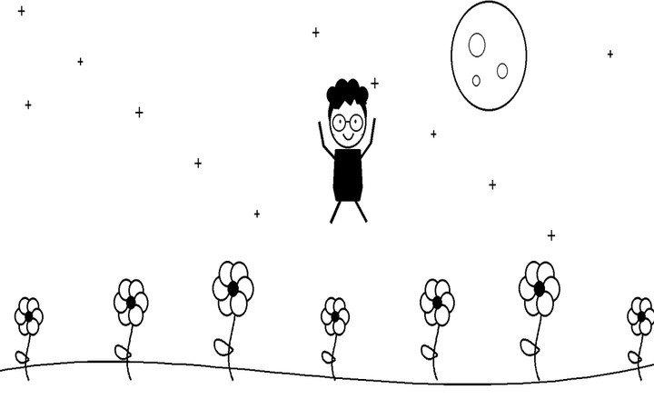 Eu Jeen exploring a world of flowers and a moon